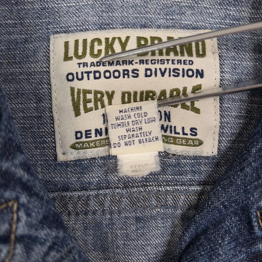 Vintage Lucky Brand Jacket Womens Medium Blue Denim Utility Cargo Pockets 90s - Picture 5 of 12